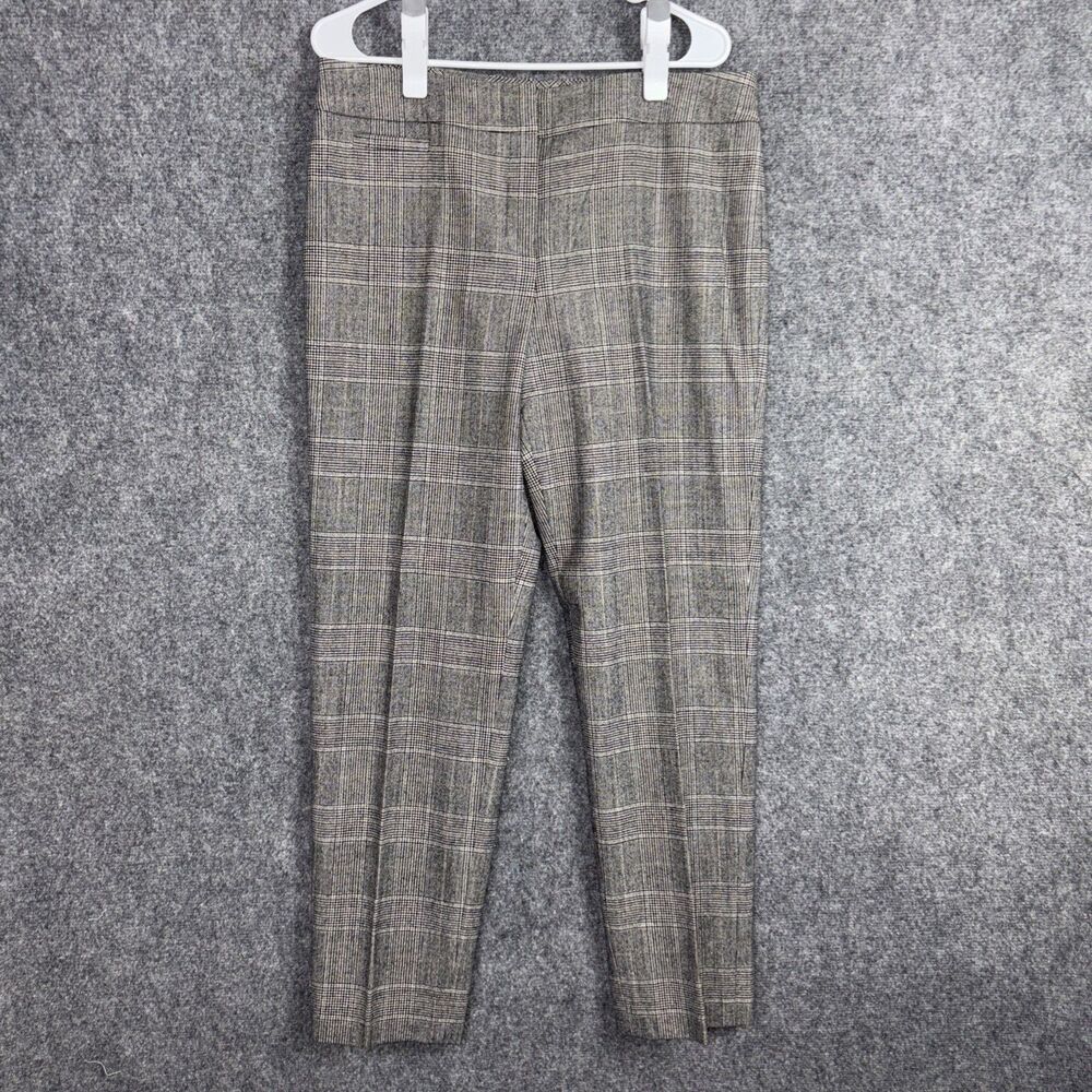 Talbots Dress Pants Womens Size 14 Brown Plaid Wool Blend Italian Fabric